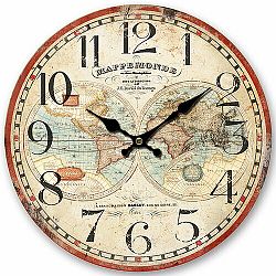 Drevené nástenné hodiny Mappemonde, pr. 34 cm