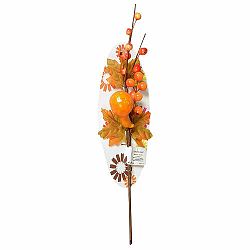 Jesenná vetvička s bobuľami, tekvicou a listami, 40 cm