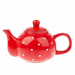Keramická kanvička na čaj Dots 1 l, červená 