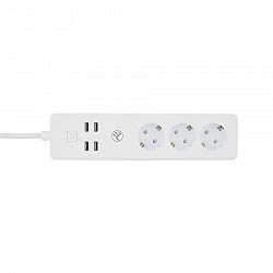 Tellur WiFi Smart Power Strip, 3× 4× USB 4 A, 2200 W, 10 A, 1,8 m predlžovací kábel